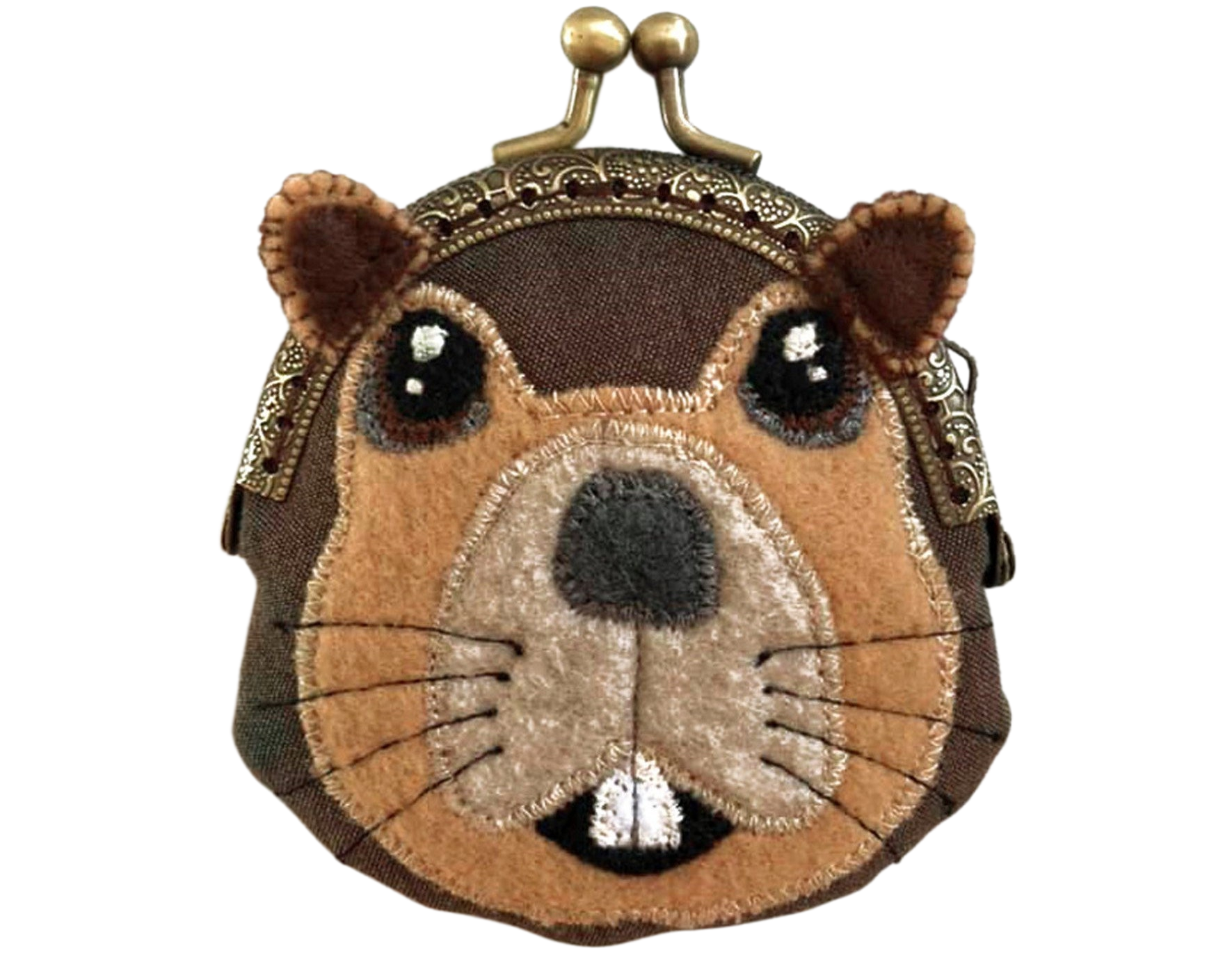 Beaver Fabric Kiss Lock Coin Purse