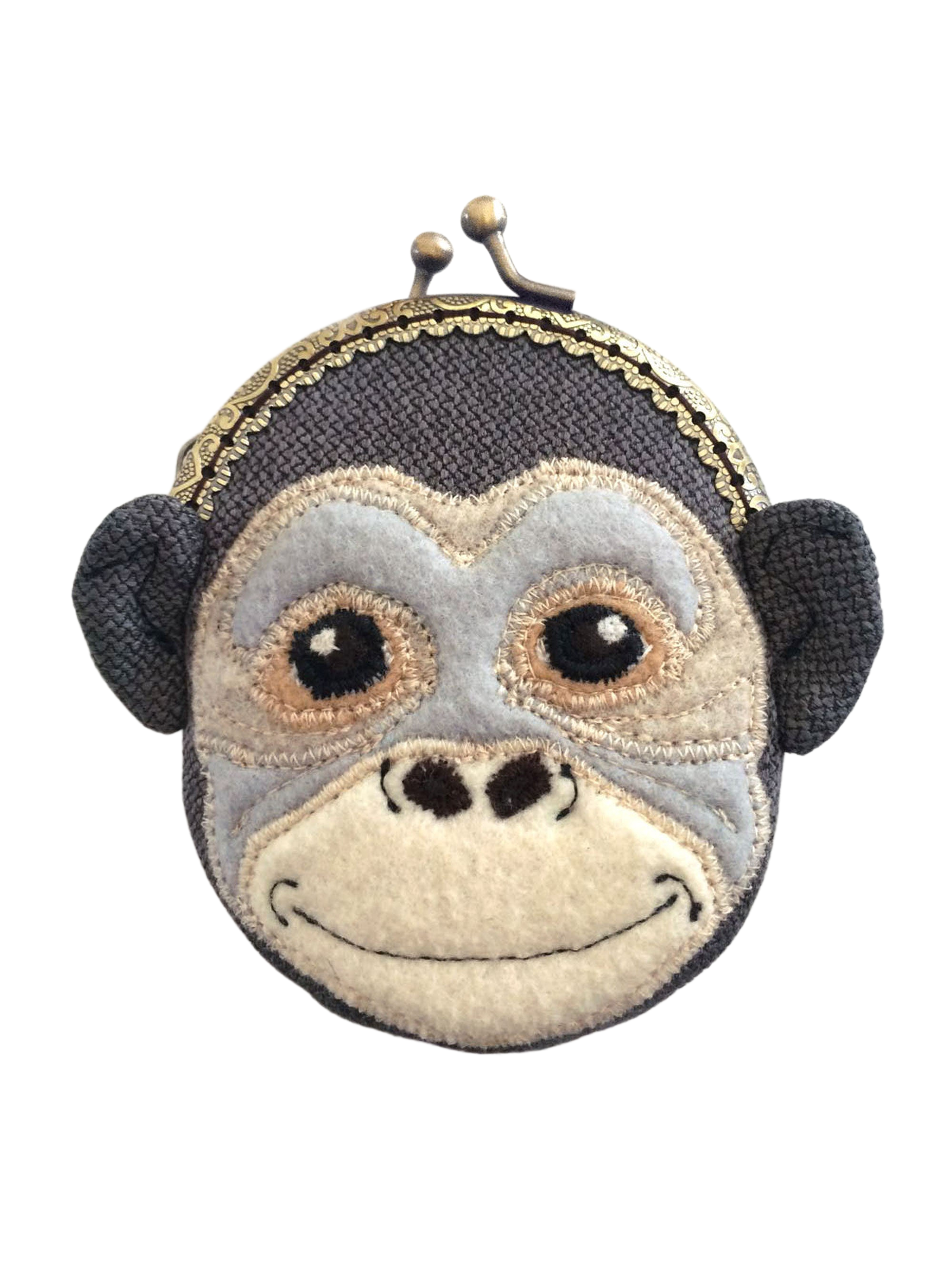 Monkey Fabric Kiss Lock Coin Purse