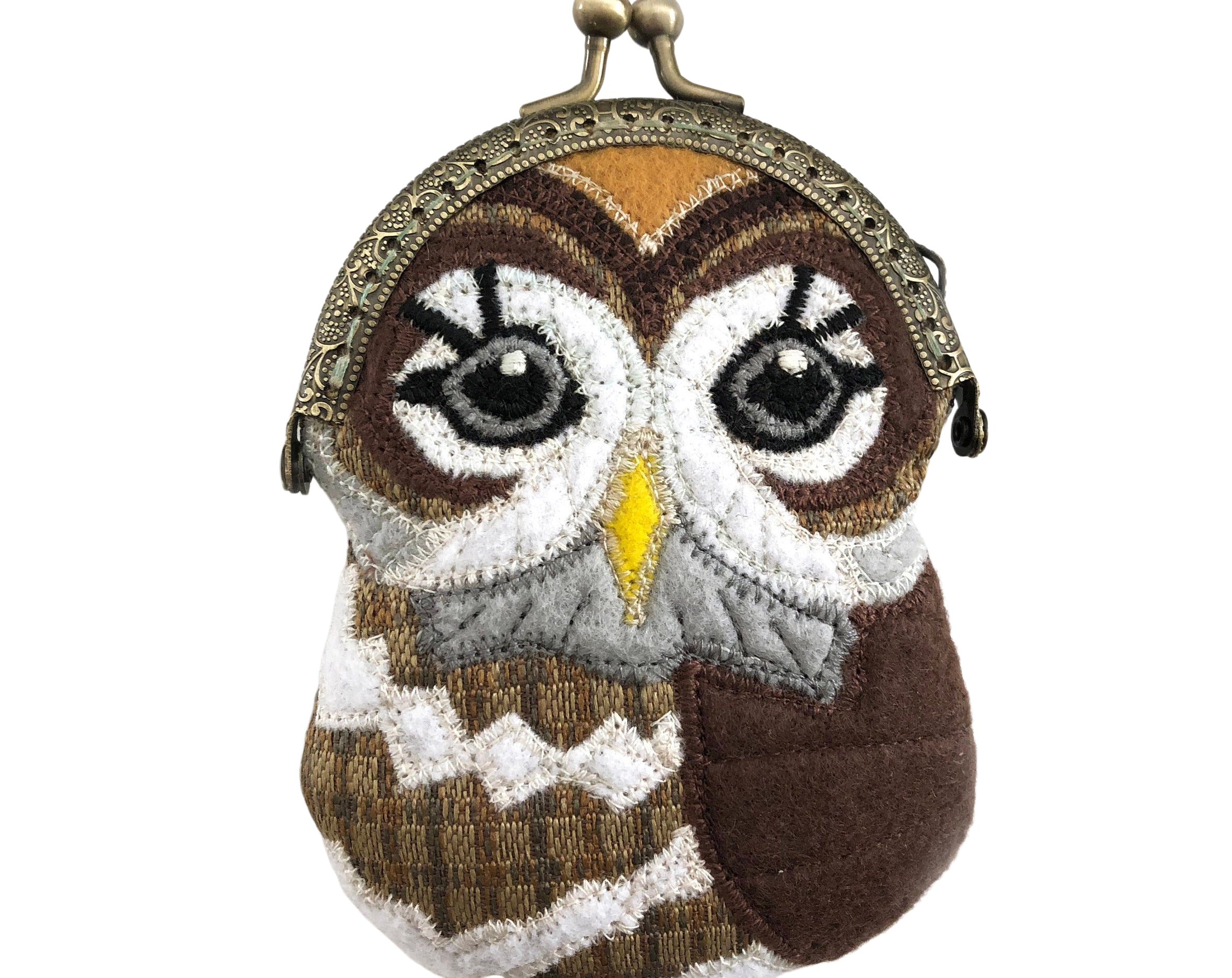 Owl Patchwork Fabric Kiss Lock Coin Purse