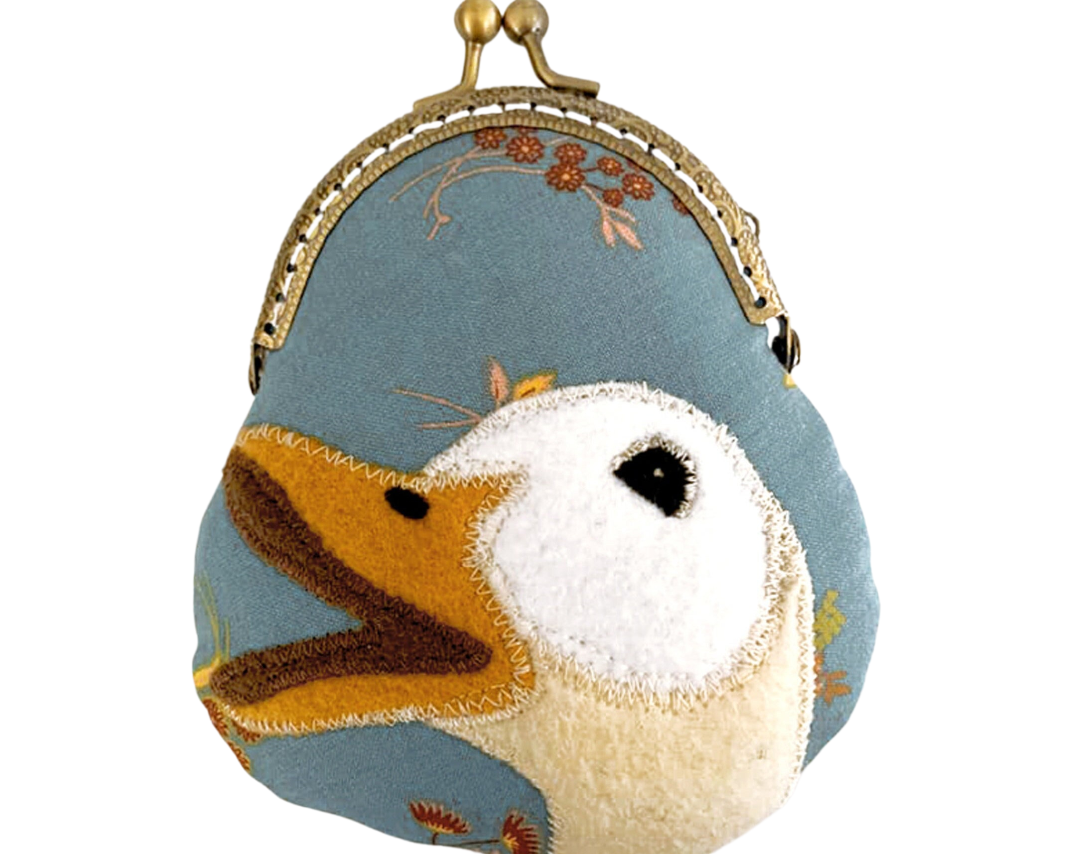 White Goose Fabric Kiss Lock Coin Purse
