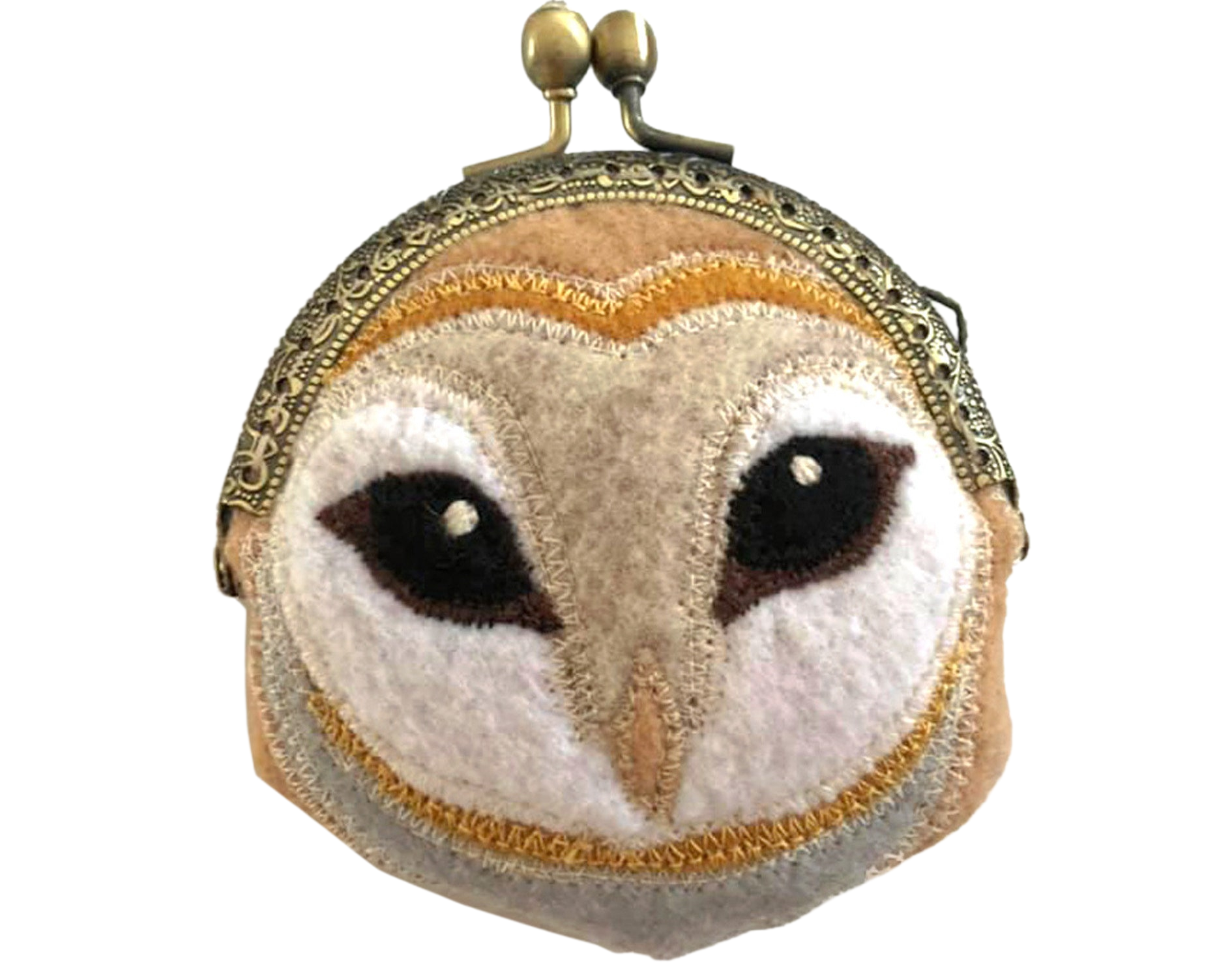 Barn Owl Fabric Kiss Lock Coin Purse